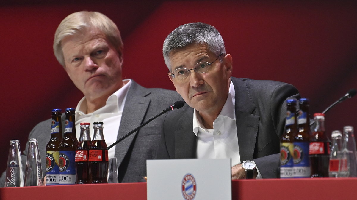 Oliver Kahn i Herbert Hainer - członkowie zarządu Bayernu