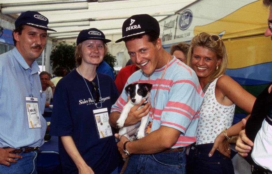 Michael Schumacher wraz z żoną i psem (1994 r.)
