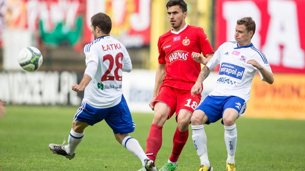 Krystian Nowak i Damian Chmiel w meczu Widzew Łódź - Podbeskidzie Bielsko-Biała 