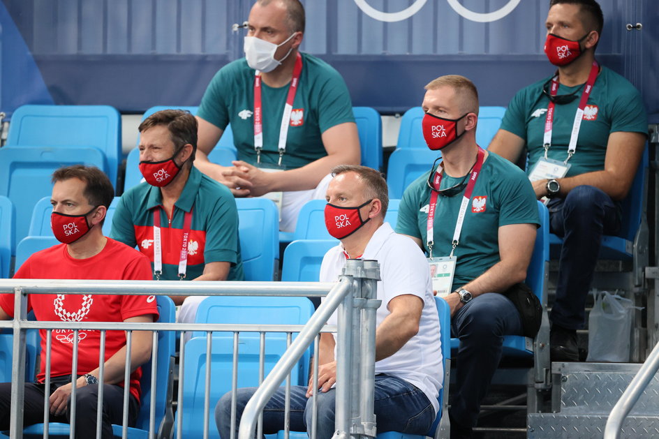 Andrzej Duda wspierał naszych tenisistów na kortach Ariake Tennis Park