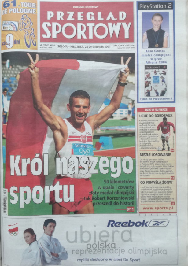 Okładka „Przeglądu Sportowego” z 28 sierpnia 2004 roku