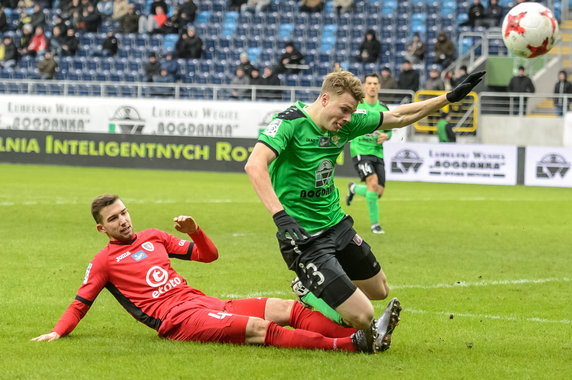 PIŁKA NOŻNA EKSTRAKLASA GÓRNIK ŁĘCZNA - PIAST GLIWICE (Łukasz Sekulski i Aleksander Komor)