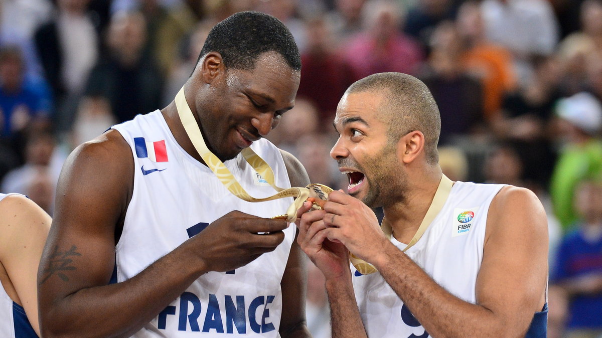 Florent Pietrus i Tony Parker (obecni mistrzowie Europy w barwach Francji)