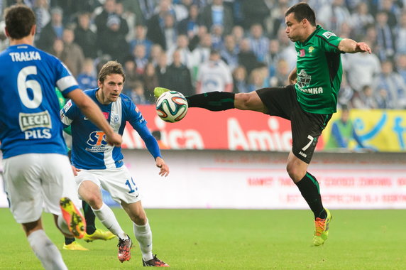 PIŁKA NOŻNA EKSTRAKLASA LECH POZNAŃ GÓRNIK ŁĘCZNA (Kasper Hamalainen Tomasz Nowak Łukasz Trałka)