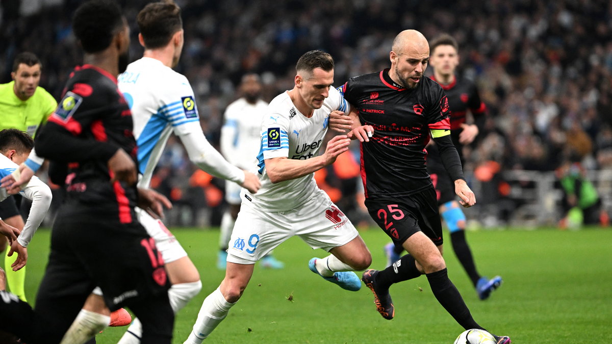 Arkadiusz Milik podczas meczu Olympique Marsylia - Clermont Foot 63