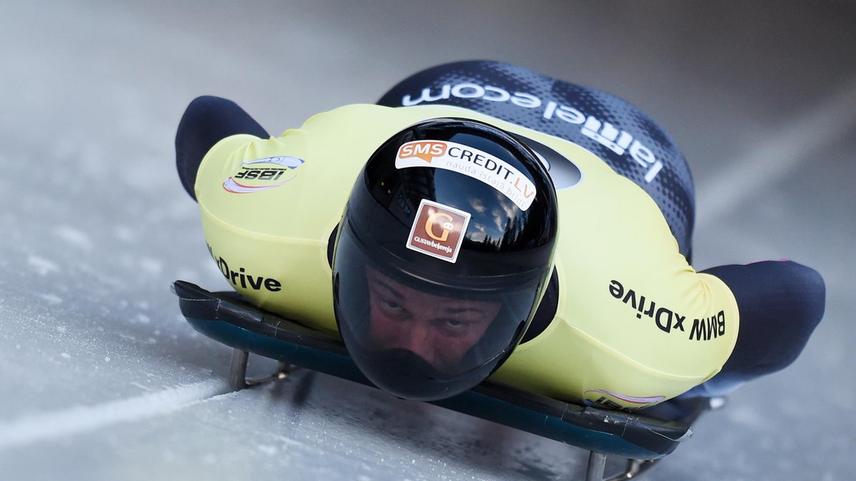 Martins Dukurs of Latvia competes to win the Men's skeleton event of the IBSF World Cup Bob & Skeleton in Koenigssee, on December 12, 2015.   AFP PHOTO / DPA / TOBIAS HASE +++ GERMANY OUT / AFP / DPA / TOBIAS HASE