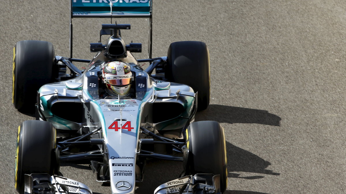 Mercedes Formula One driver Lewis Hamilton of Britain drives during the first free practice session of Abu Dhabi F1 Grand Prix at the Yas Marina circuit in Abu Dhabi