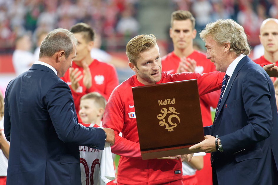 Marek Koźmiński, Jakub Błaszczykowski i Zbigniew Boniek (2018 r.)