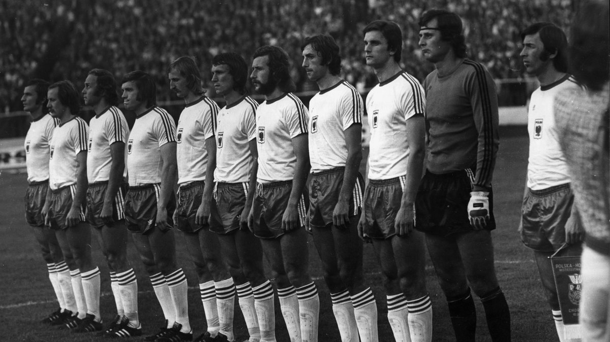 Reprezentacja Polski w wygranym z Holandią meczu 4:1 (Chorzów, 1975 r.)