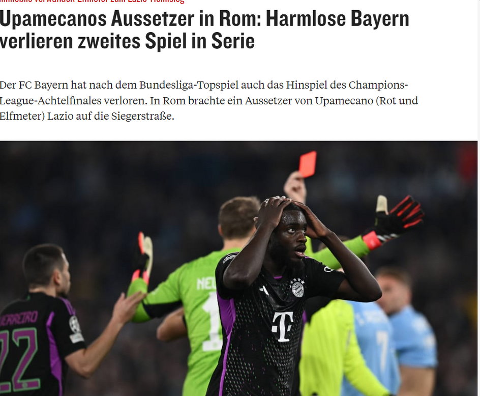 Błąd Dayota Upamecano zadecydował o porażce Bayernu