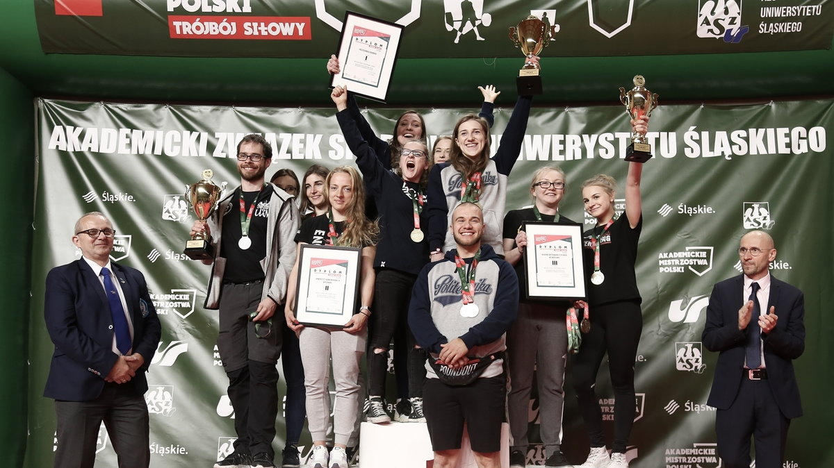Akademickie Mistrzostwa Polski - trójbój podium kobiet