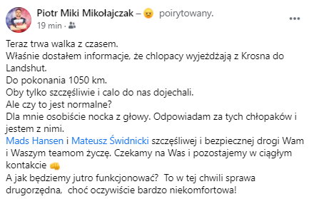 Wpis Piotra Mikołajczaka na facebooku