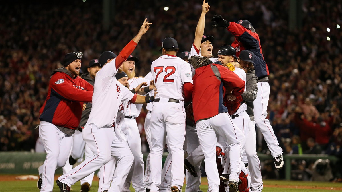 Świętujący zawodnicy Red Sox