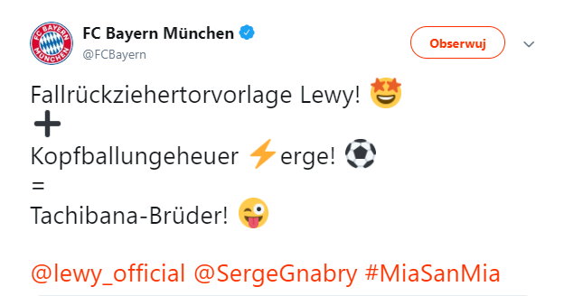 Lewandowski i Gnabry jak... bracia Tachibana