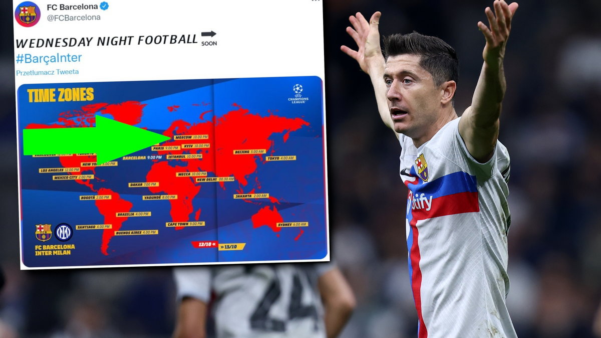 Robert Lewandowski i grafika z mapką 