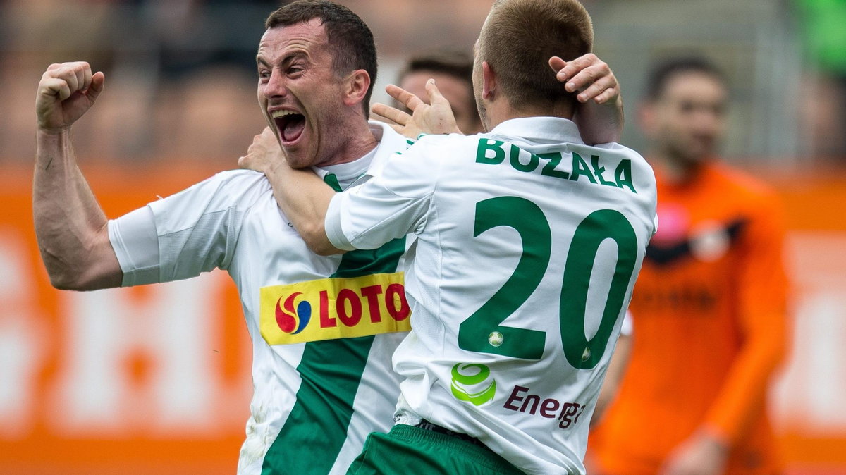 Paweł Buzała i Piotr Wiśniewski w meczu Zagłębie - Lechia 