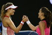 Poland's Radwanska shakes hands with Canada's Bouchard after Radwanska won their second round match against Canada's Eugenie Bouchard at the Australian Open tennis tournament at Melbourne Park