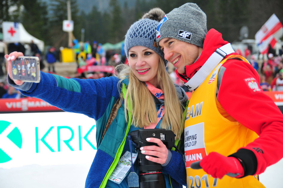 Kamil Stoch z żoną Ewa Bilan-Stoch, która będzie wspierać męża w Pjongczangu. 