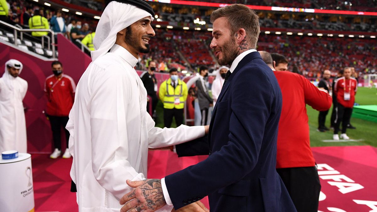 David Beckham w rozmowie z szejkiem Jassimem Bin Hamadem Al Thanim