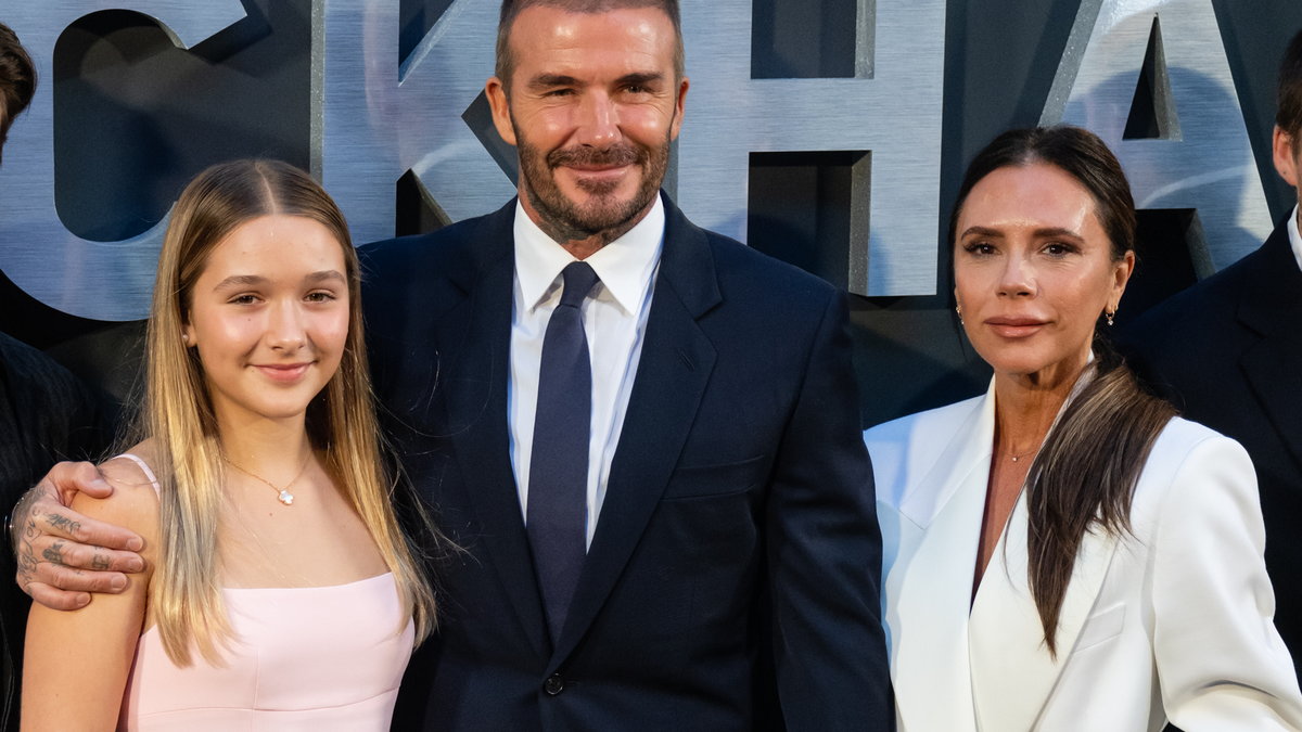Victoria Beckham z mężem Davidem i córką Harper