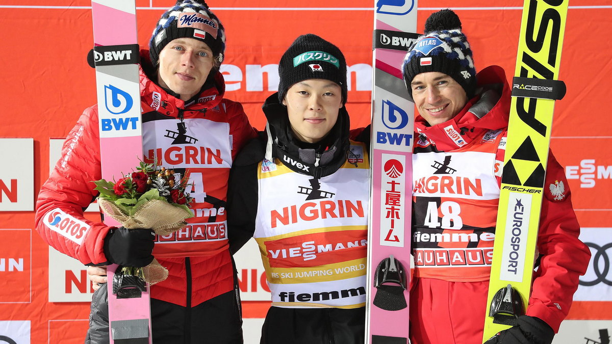 Dawid Kubacki, Ryoyu Kobayashi i Kamil Stoch