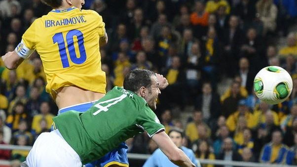 Zlatan Ibrahimovic w meczu Irlandia - Szwecja 