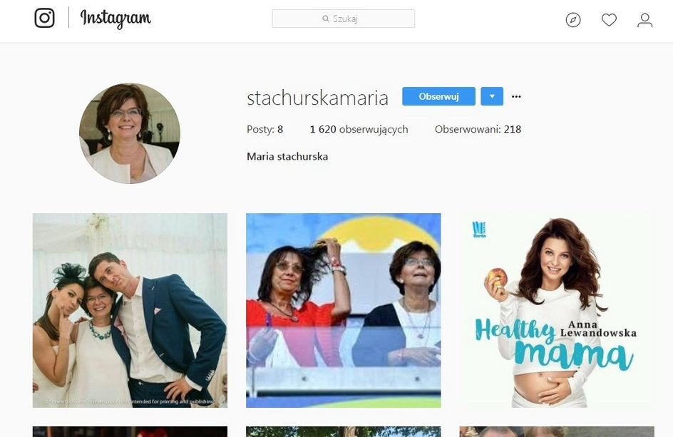 Ktoś podszywa się pod mamę Anny Lewandowskiej na Instagramie fot. screen