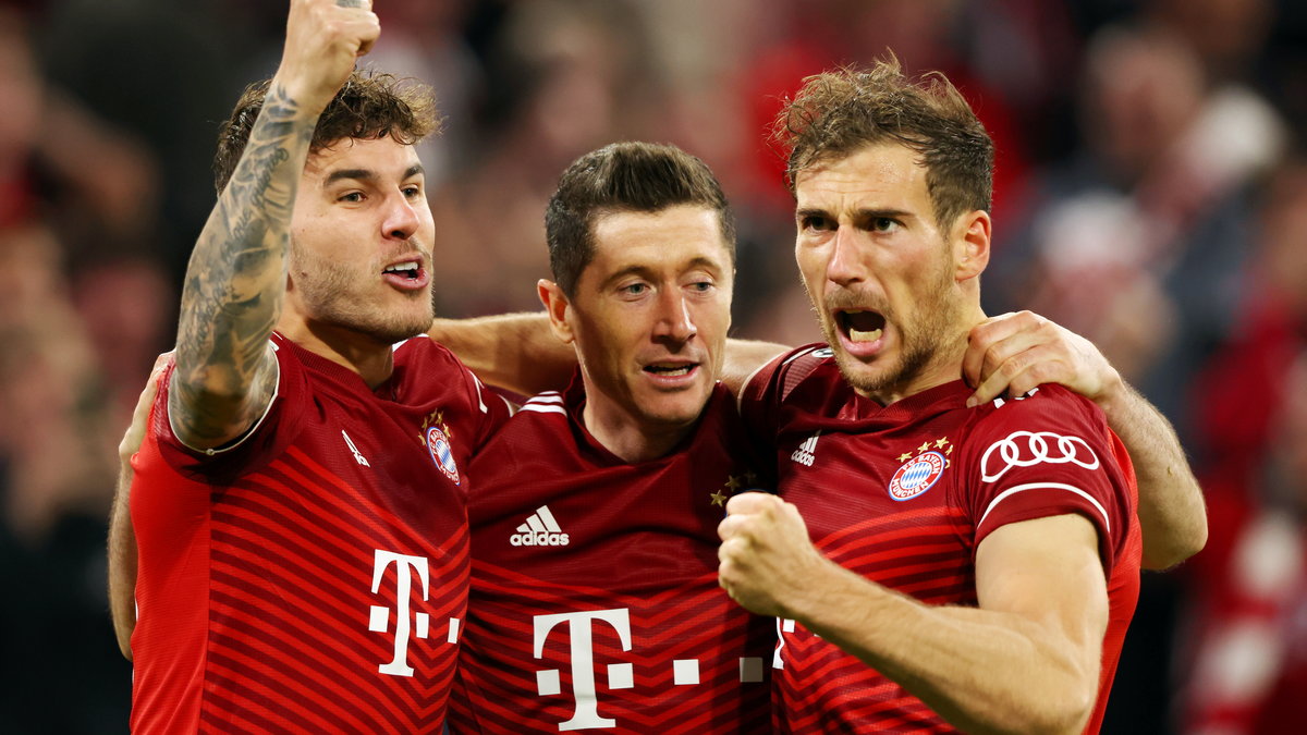 Od lewej: Lucas Hernandez, Robert Lewandowski i Leon Goretzka