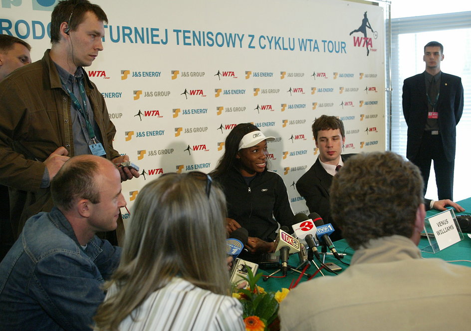 Venus Williams podczas turnieju J&S Cup w Warszawie 2004 r.