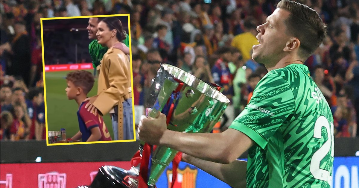Wojciech Szczęsny z bliskimi na murawie. Tak świętowali sukces Barcelony