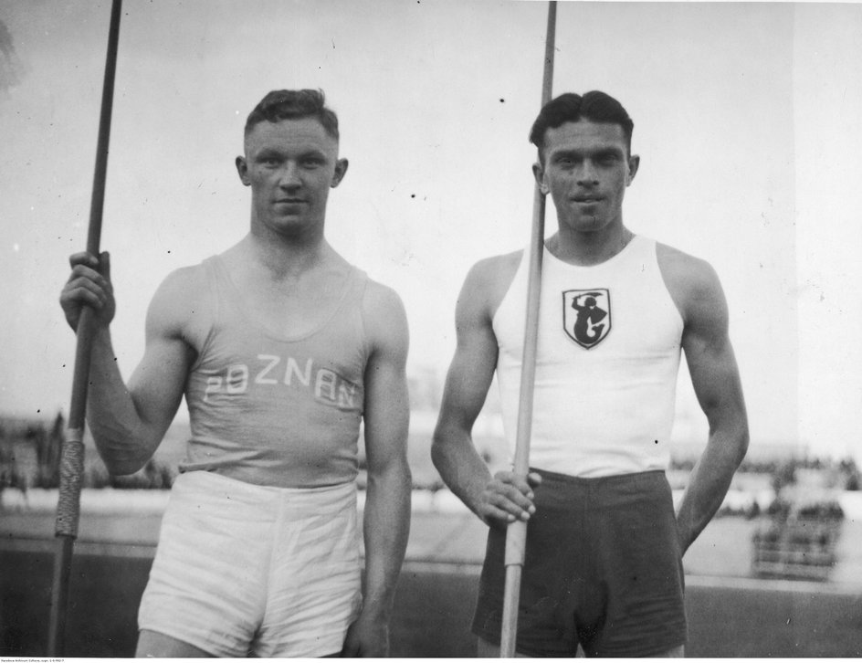 Oszczepnicy Eugeniusz Lokajski (z prawej) i i Walter Turczyk.