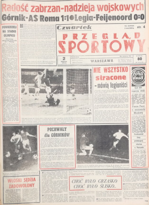 Okładka „Przeglądu Sportowego” z 2 kwietnia 1970 roku