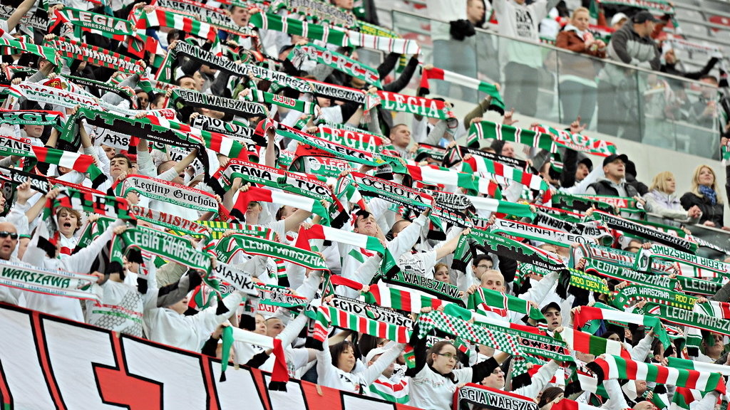 Kibice na meczu Legia Warszawa - Sevilla FC