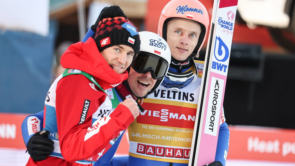 Kamil Stoch, Piotr Żyła i Dawid Kubacki