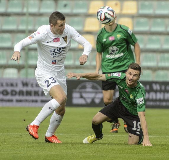 PIŁKA NOŻNA EKSTRAKLASA GÓRNIK ŁĘCZNA - POGOŃ SZCZECIN ( Mateusz Matras Miroslav Bozok)