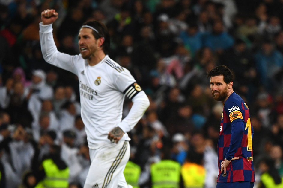 Leo Messi mógł tylko patrzeć, jak Sergio Ramos celebruje wygraną