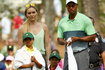 U.S. golferTiger Woods stands with his children Sam and Charlie and his girfriend Vonn during the par 3 event held ahead of the 2015 Masters at Augusta National Golf Course in Augusta