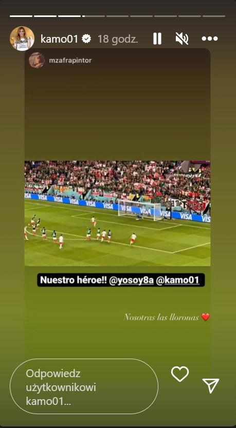 Wpis na Instastories żony bramkarza Meksyku