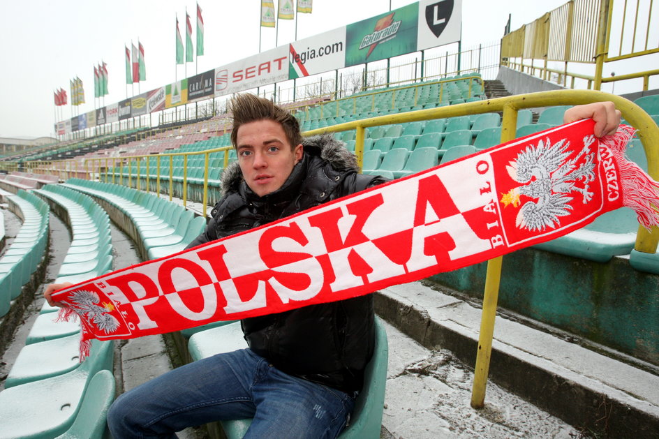 Daniel Sikorski na stadionie Legii Warszawa