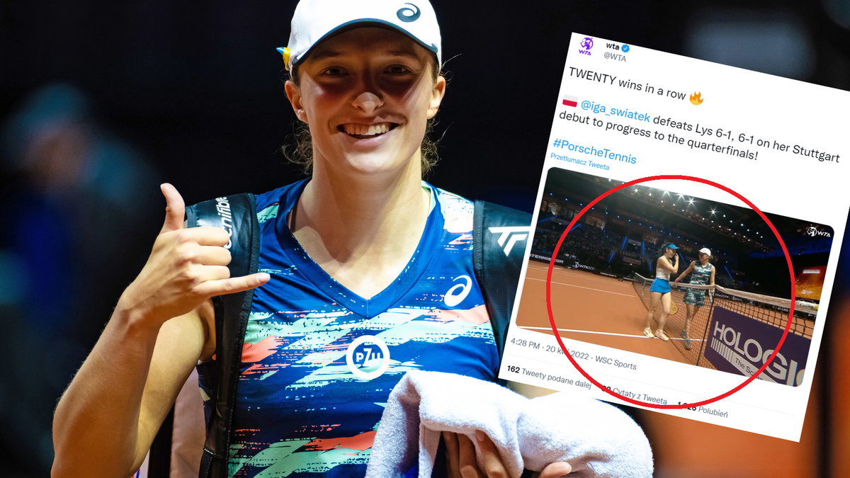 Iga Świątek po wygranej w 1/8 finału turnieju WTA w Stuttgarcie (twitter.com/WTA)