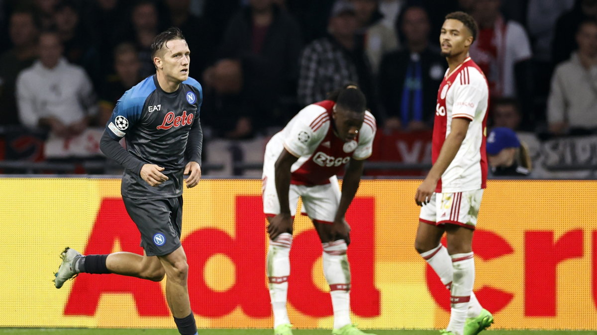 Piotr Zieliński podczas meczu z Ajaxem Amsterdam