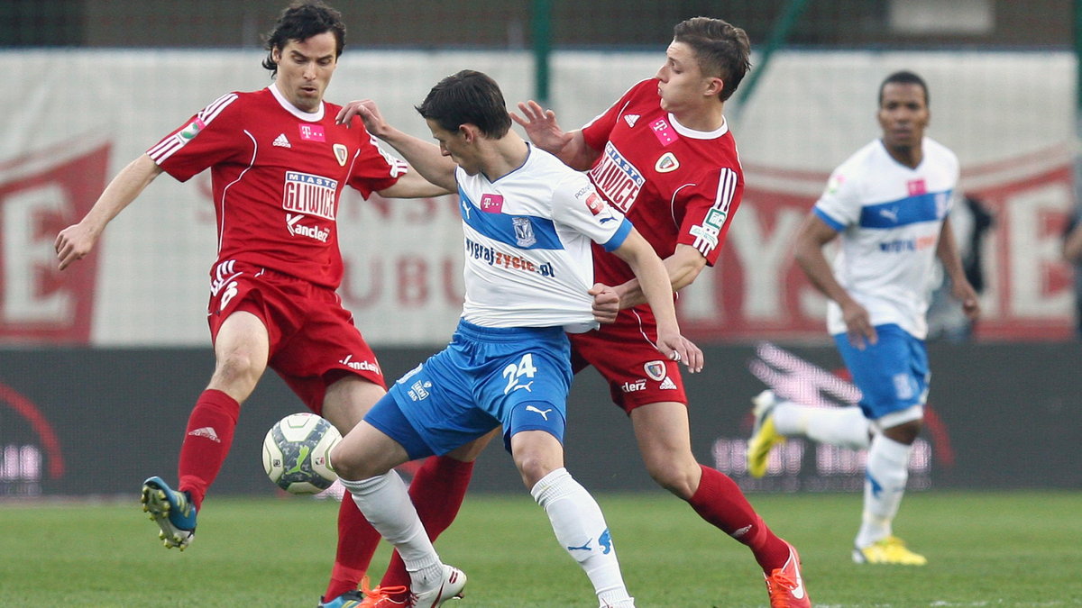 Rudolf Urban i Aleksandar Tonev w meczu Piast Gliwice - Lech Poznań 