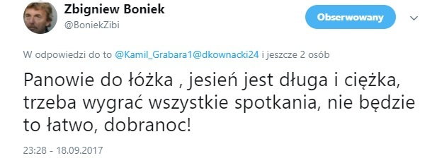 Tweet Zbigniewa Bońka