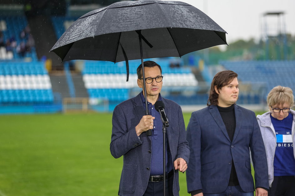 Mateusz Morawiecki na stadionie Ruchu Chorzów