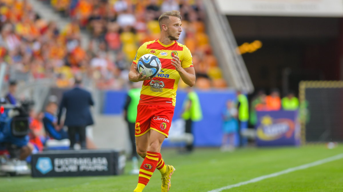 Paweł Olszewski podczas meczu Jagiellonia - Puszcza (0:0)