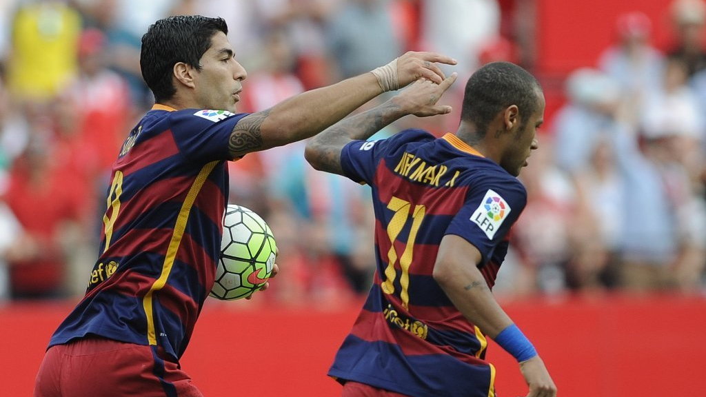 Luis Suarez i Neymar to najskuteczniejsi gracze Barcelony w tym sezonie, fot. Cristina Quickler / AFP Photo