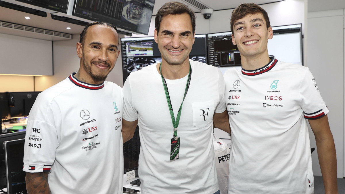 Lewis Hamilton i George Russel razem z Rogerem Federerem