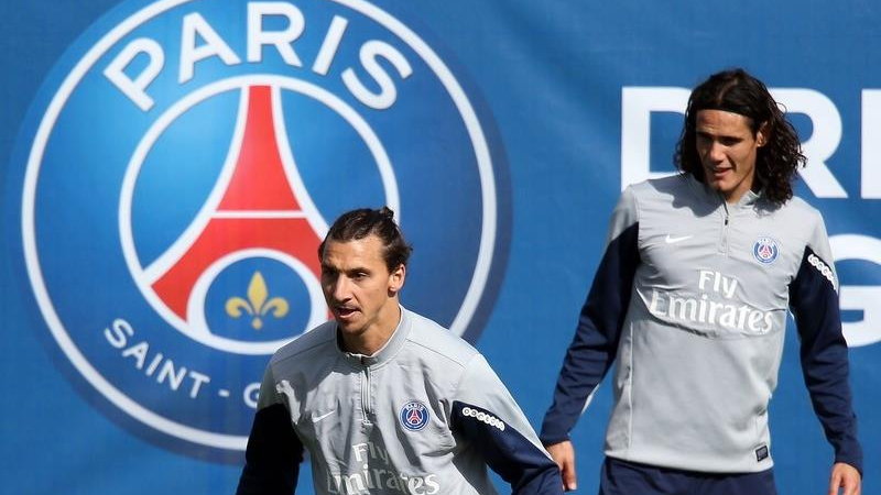 Zlatan Ibrahimovic i Edinson Cavani na treningu PSG