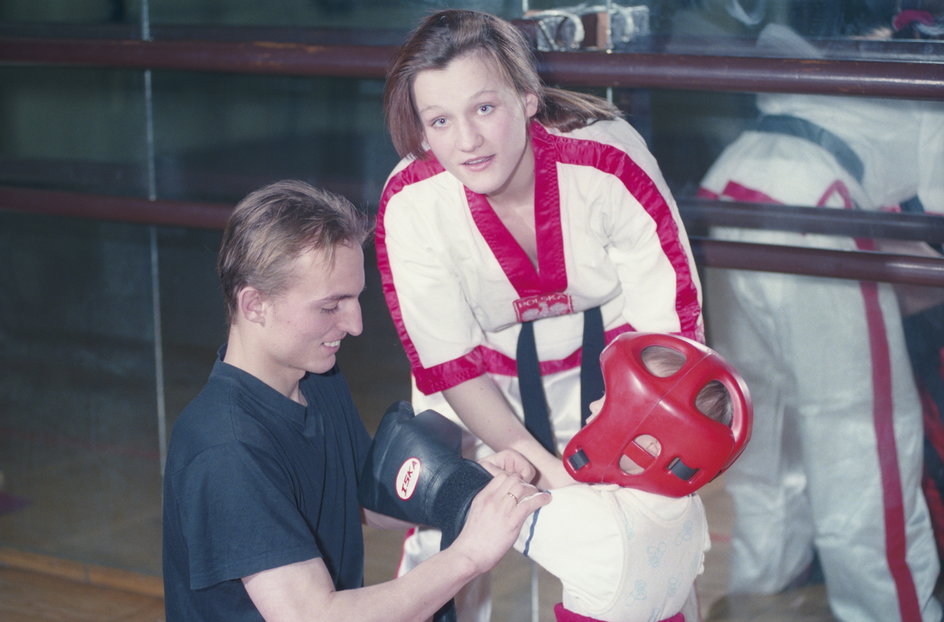 1993 rok. Iwona Guzowska podczas treningu w Stoczniowcu Gdańsk.