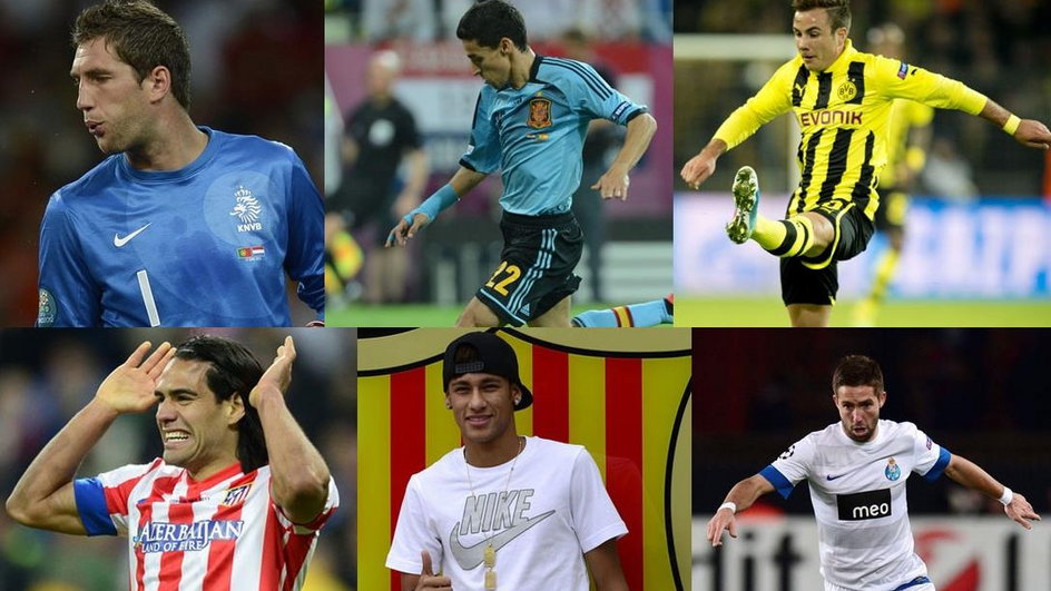 Martin Stekelenburg, Jesus Navas, Mario Götze, Radamel Falcao, Neymar, Joao Moutinho 